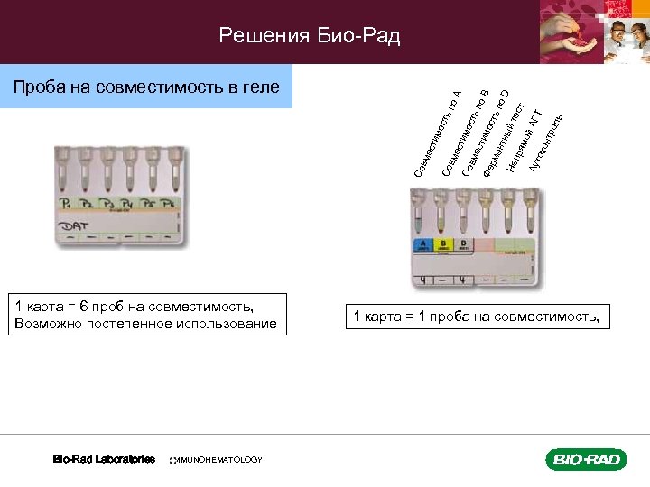 1 карта = 6 проб на совместимость, Возможно постепенное использование Bio-Rad Laboratories IMMUNOHEMATOLOGY вм