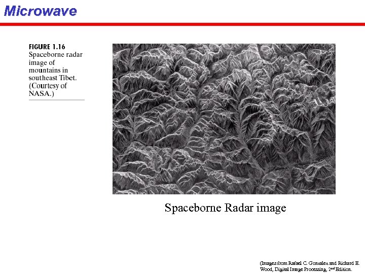 Microwave Spaceborne Radar image (Images from Rafael C. Gonzalez and Richard E. Wood, Digital