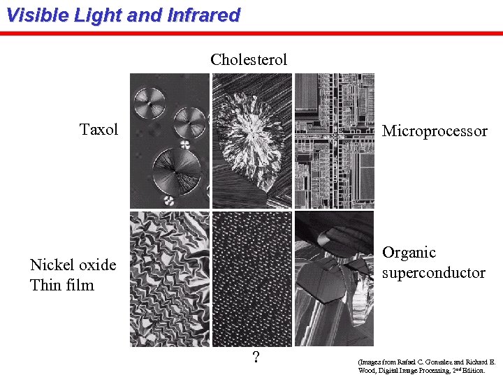 Visible Light and Infrared Cholesterol Taxol Microprocessor Organic superconductor Nickel oxide Thin film ?
