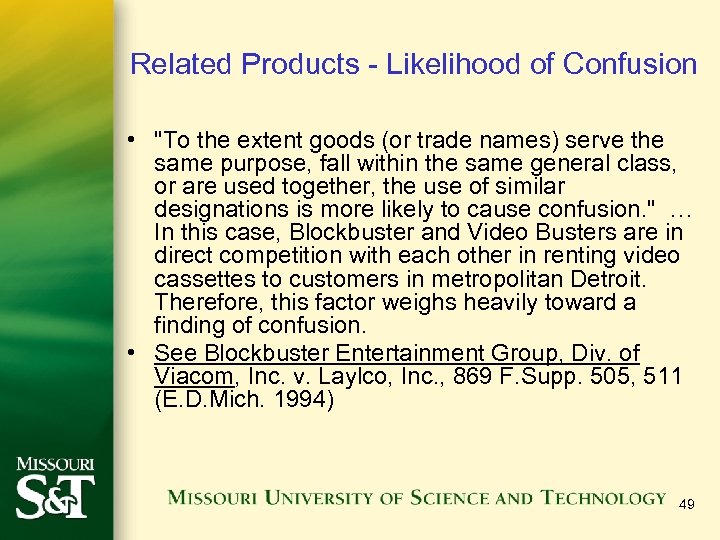 Related Products - Likelihood of Confusion • 