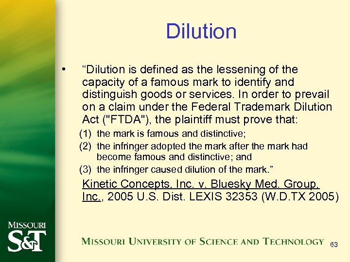 Dilution • “Dilution is defined as the lessening of the capacity of a famous