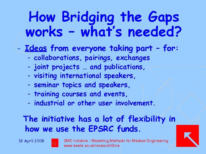 How Bridging the Gaps works – what’s needed? - Ideas from everyone taking part