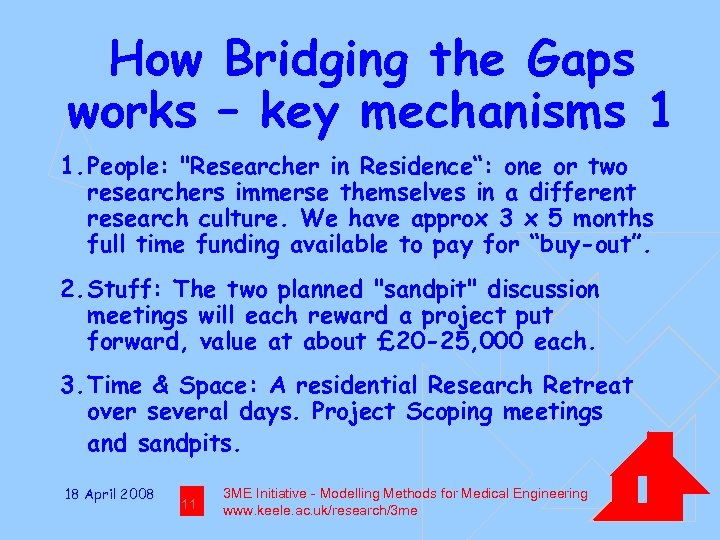 How Bridging the Gaps works – key mechanisms 1 1. People: 