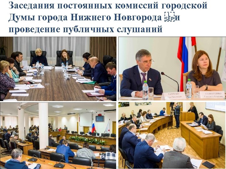 Заседания постоянных комиссий городской Думы города Нижнего Новгорода  и проведение публичных слушаний 