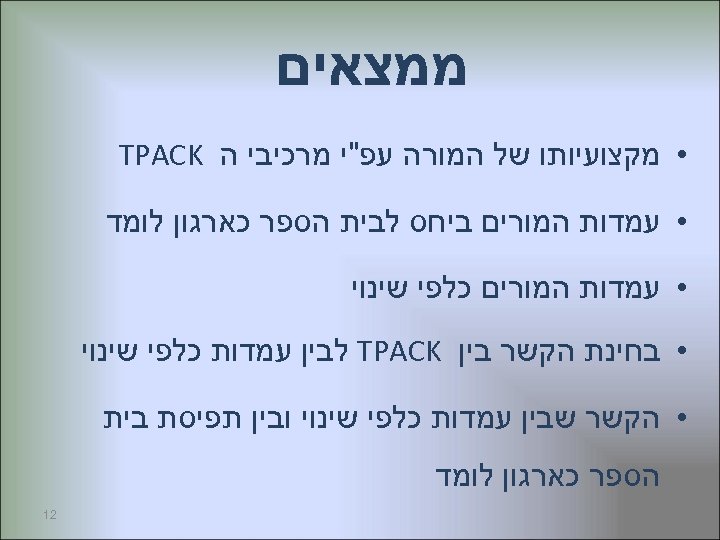  ממצאים • מקצועיותו של המורה עפ