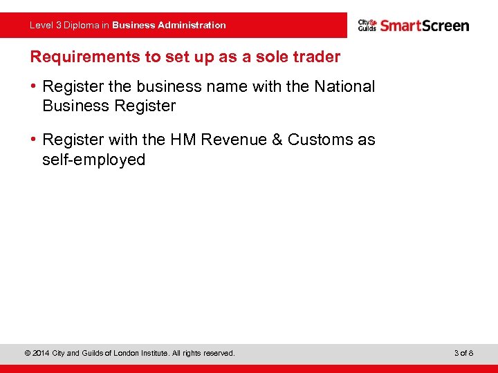 Level 3 Diploma in Business Administration Requirements to set up as a sole trader