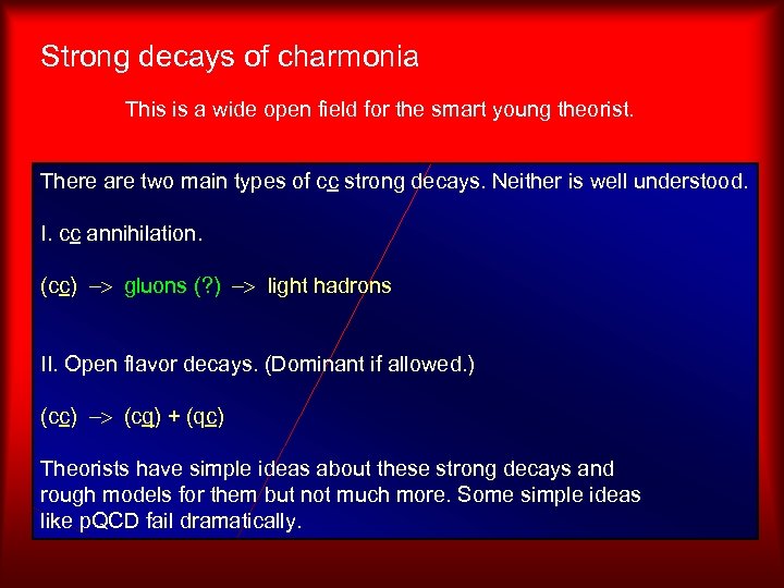 Strong decays of charmonia This is a wide open field for the smart young