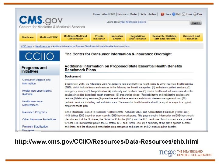 http: //www. cms. gov/CCIIO/Resources/Data-Resources/ehb. html 