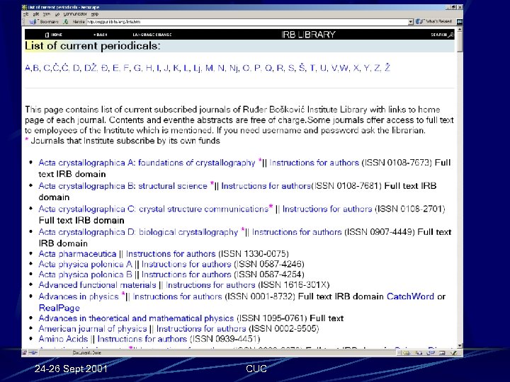 24 -26 Sept 2001 CUC 