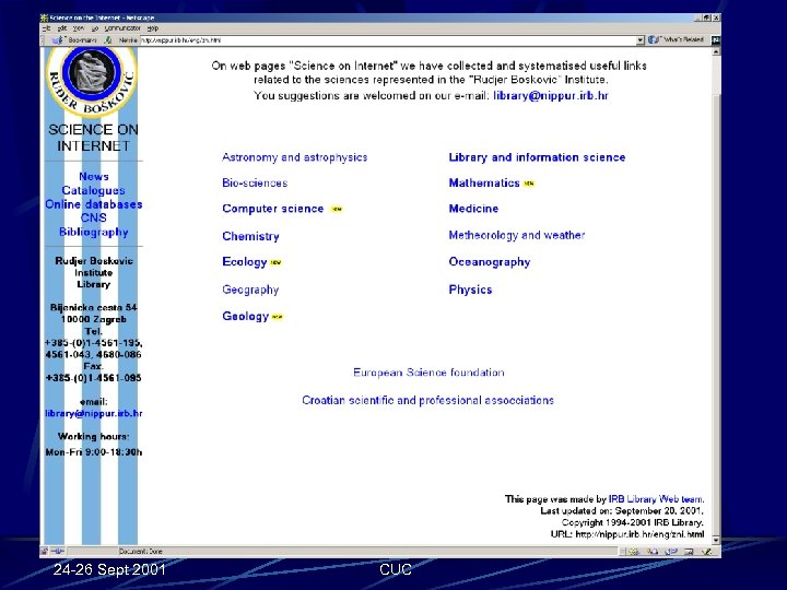 24 -26 Sept 2001 CUC 