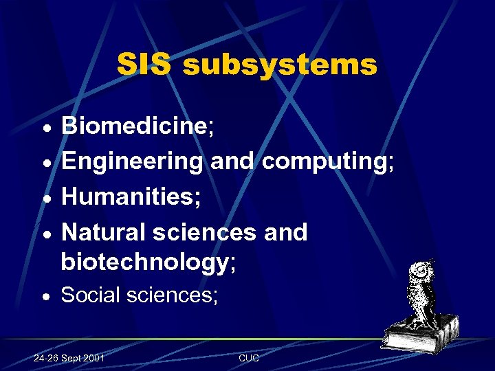 SIS subsystems · Biomedicine; · Engineering and computing; · Humanities; · Natural sciences and