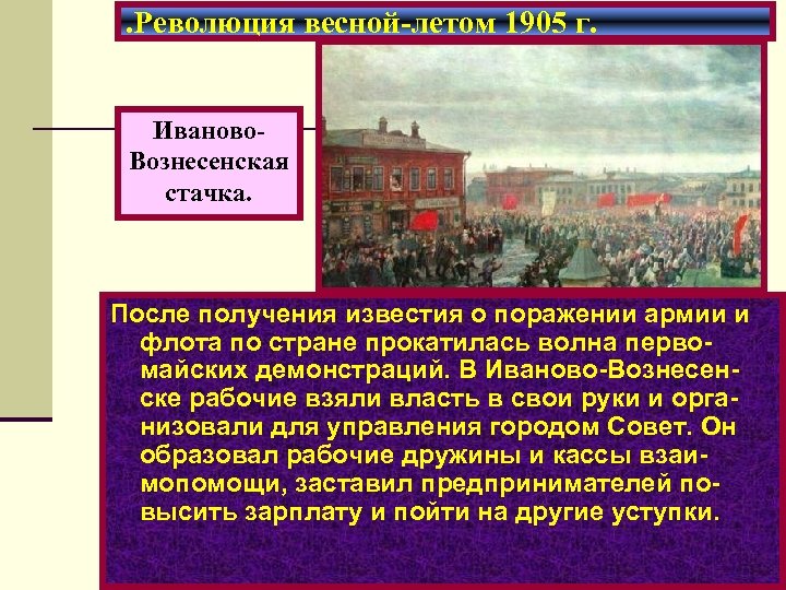 Охарактеризуйте революцию. Иваново Вознесенская стачка 1905. Стачка в Иваново-Вознесенске 1905 итог.