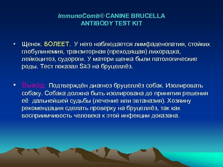 Immuno. Comb® CANINE BRUCELLA ANTIBODY TEST KIT • Щенок. БОЛЕЕТ. У него наблюдается лимфаденопатия,
