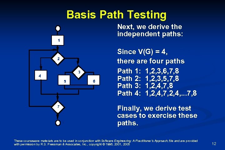 Basis Path Testing Next, we derive the independent paths: 1 2 3 4 5