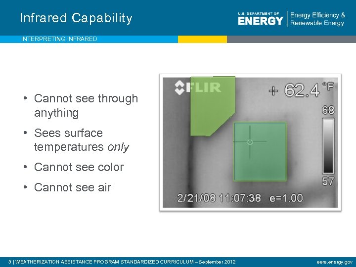 Infrared Capability INTERPRETING INFRARED • Cannot see through anything • Sees surface temperatures only