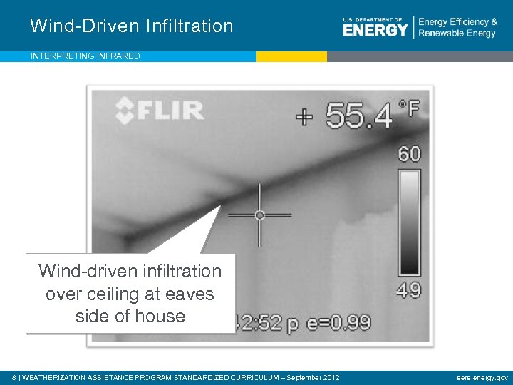 Wind-Driven Infiltration INTERPRETING INFRARED Wind-driven infiltration over ceiling at eaves side of house 8