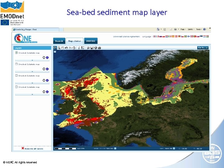 Sea-bed sediment map layer © NERC All rights reserved 