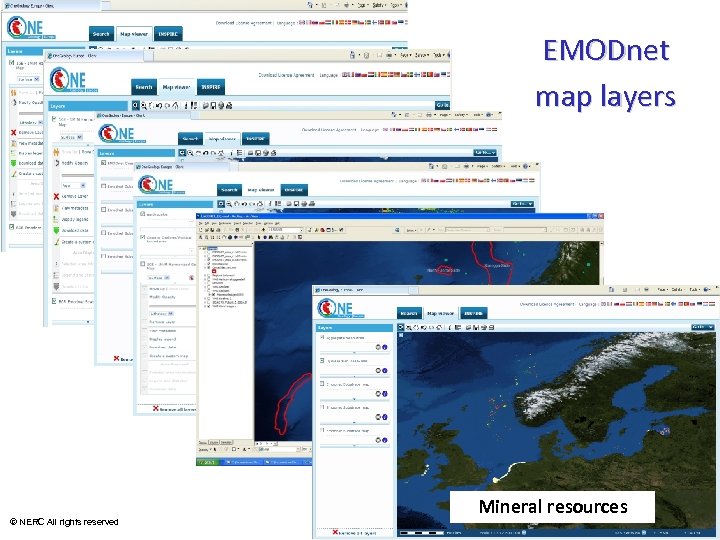 EMODnet map layers Bedrock lithology Bedrock stratigraphy Coastal behaviour Earthquake activity Submarine slides ©