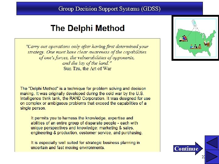 Group Decision Support Systems (GDSS) Continue 22 