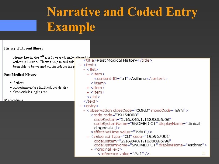 Narrative and Coded Entry Example 21 