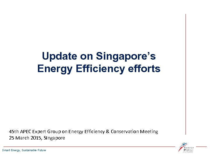 Update on Singapore’s Energy Efficiency efforts 45 th APEC Expert Group on Energy Efficiency