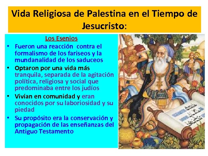 Vida Religiosa de Palestina en el Tiempo de Jesucristo: • • Los Esenios Fueron