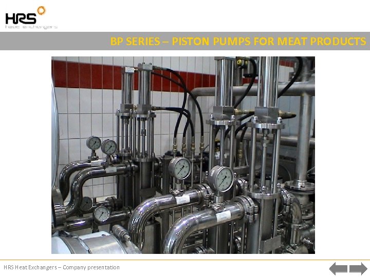 BP SERIES – PISTON PUMPS FOR MEAT PRODUCTS HRS Heat Exchangers – Company presentation