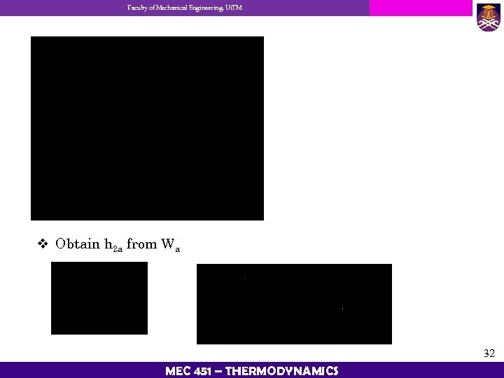 Faculty of Mechanical Engineering, Ui. TM v Obtain h 2 a from Wa 32