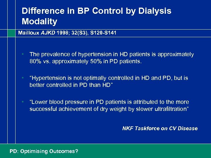 Difference in BP Control by Dialysis Modality Mailloux AJKD 1998; 32(S 3), S 120