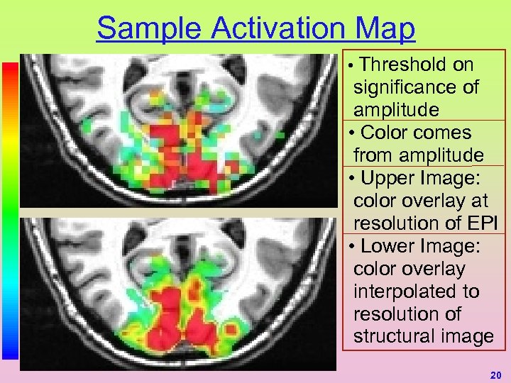 Sample Activation Map • Threshold on significance of amplitude • Color comes from amplitude