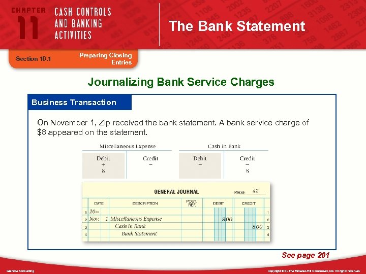 The Bank Statement Section 10. 1 Preparing Closing Entries Journalizing Bank Service Charges Business