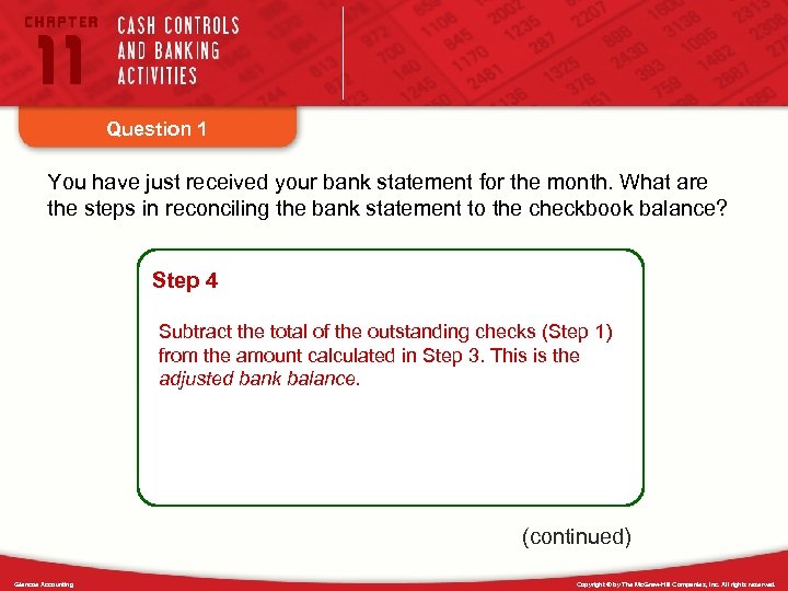 Question 1 You have just received your bank statement for the month. What are