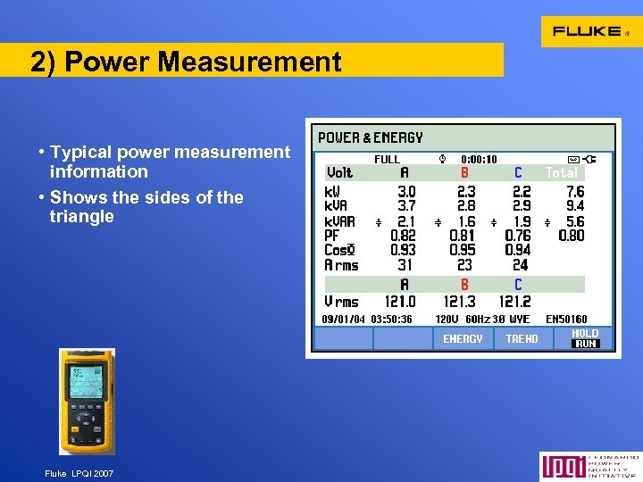2) Power Measurement • Typical power measurement information • Shows the sides of the