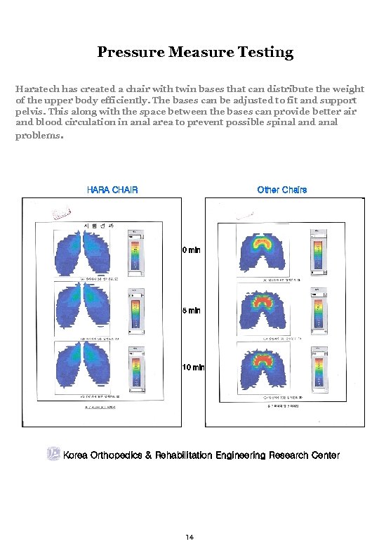 Pressure Measure Testing Haratech has created a chair with twin bases that can distribute