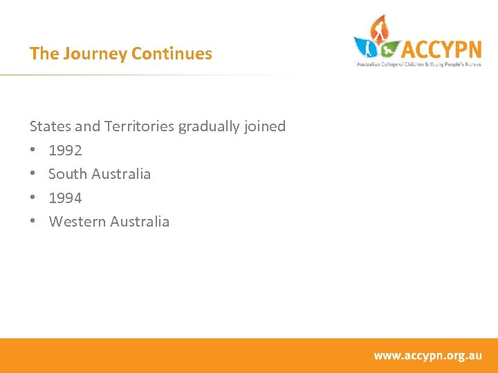 The Journey Continues States and Territories gradually joined • 1992 • South Australia •