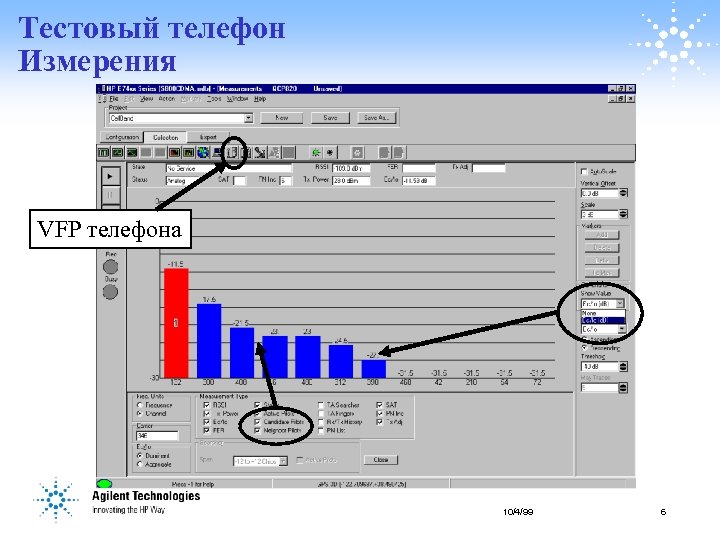 Тестовый телефон Измерения VFP телефона 10/4/99 6 