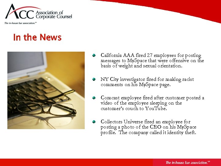 Page 12 In the News California AAA fired 27 employees for posting messages to