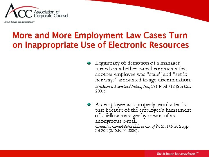 Page 13 More and More Employment Law Cases Turn on Inappropriate Use of Electronic
