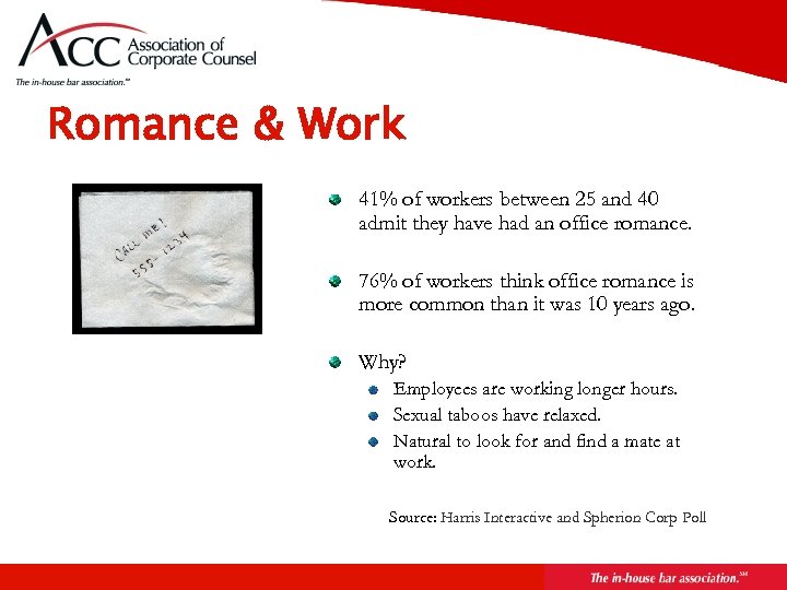 Page 28 Romance & Work 41% of workers between 25 and 40 admit they