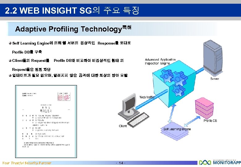 2. 2 WEB INSIGHT SG의 주요 특징 Adaptive Profiling Technology특허 Self Learning Engine에 의해