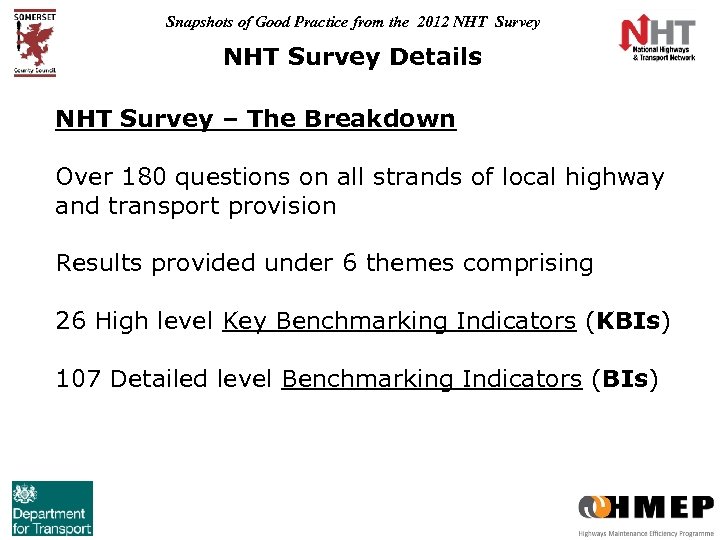 Snapshots of Good Practice from the 2012 NHT Survey Details NHT Survey – The