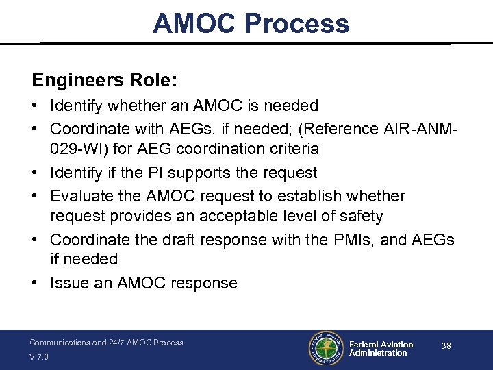 AMOC Process Engineers Role: • Identify whether an AMOC is needed • Coordinate with