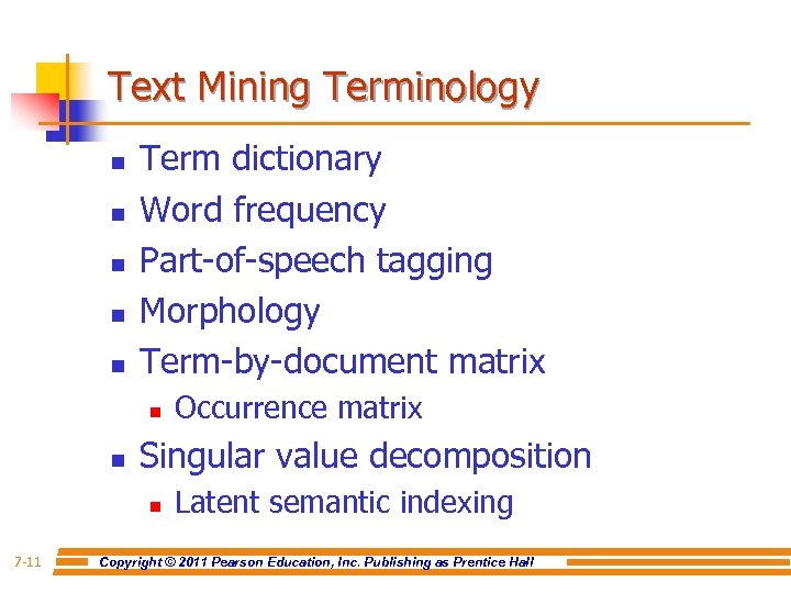 Text Mining Terminology n n n Term dictionary Word frequency Part-of-speech tagging Morphology Term-by-document