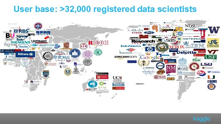 User base: >32, 000 registered data scientists 