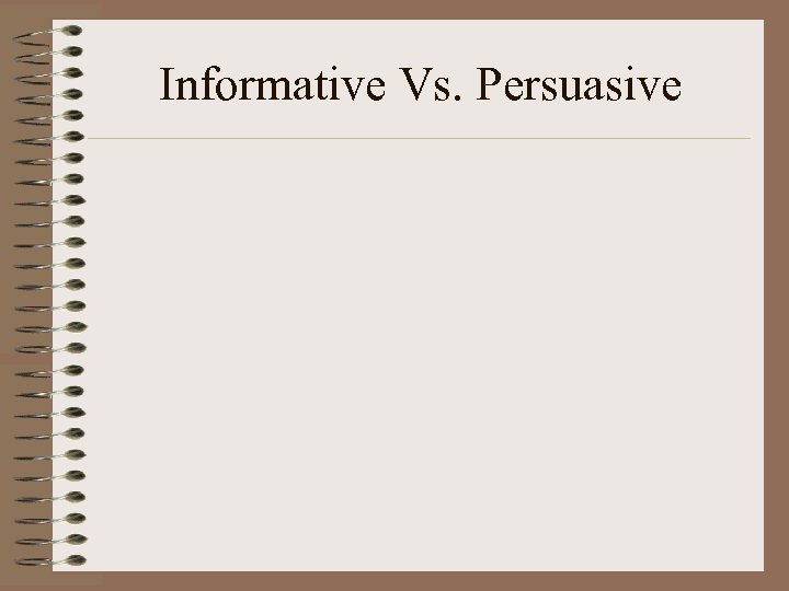 Informative Vs. Persuasive 