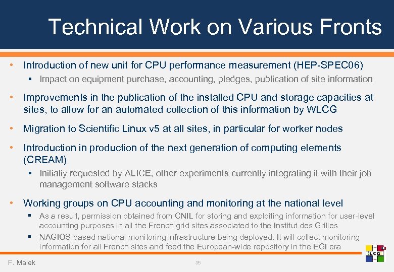 Technical Work on Various Fronts • Introduction of new unit for CPU performance measurement