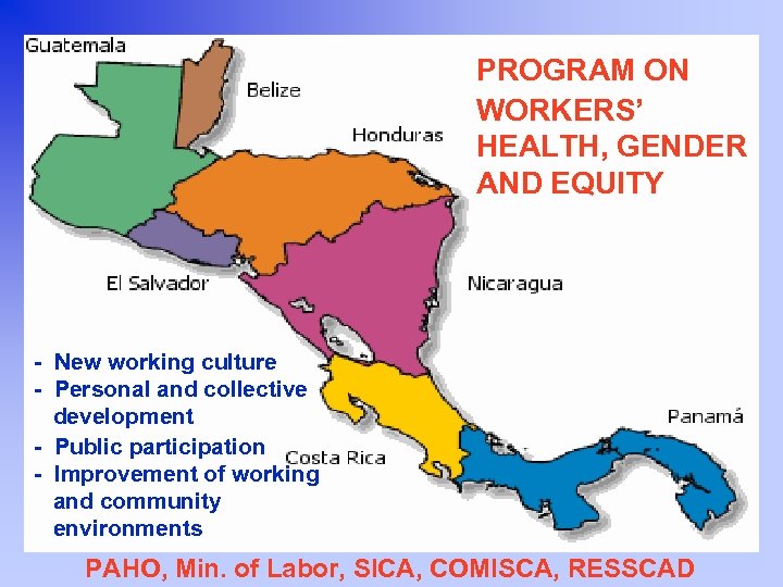 Pan American Health Organization PROGRAM ON WORKERS’ HEALTH, GENDER AND EQUITY - New working