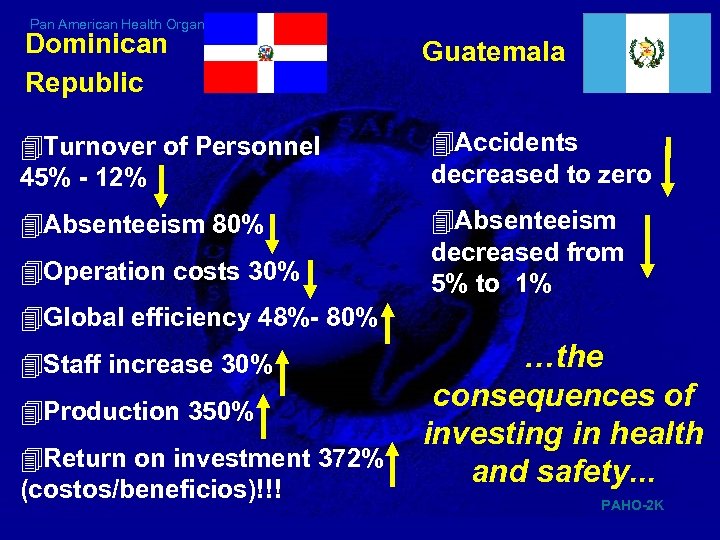 Pan American Health Organization Dominican Republic Guatemala 4 Turnover of Personnel 45% - 12%