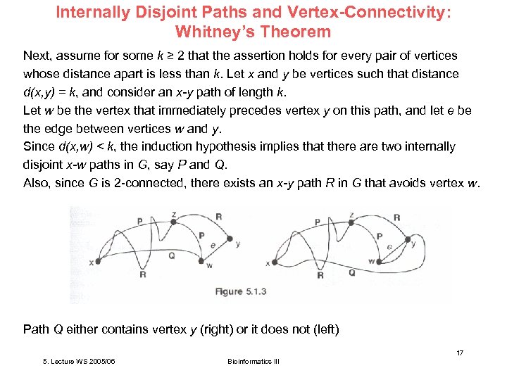 Internally Disjoint Paths and Vertex-Connectivity: Whitney’s Theorem Next, assume for some k ≥ 2