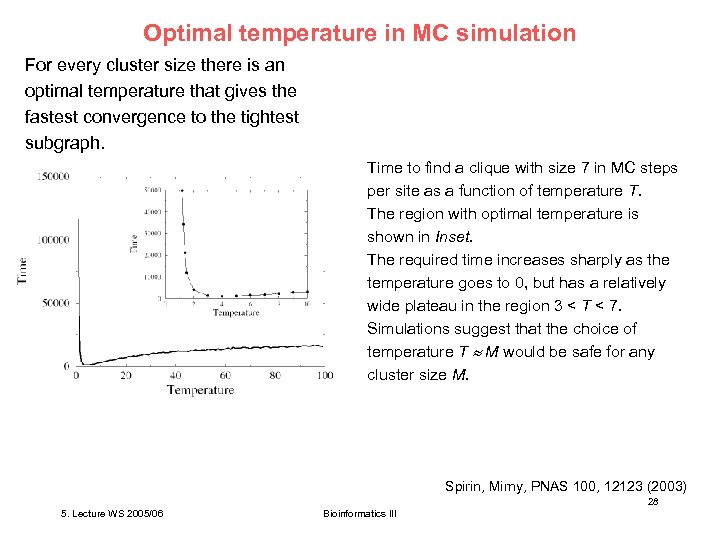 Optimal temperature in MC simulation For every cluster size there is an optimal temperature